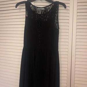 Short lace back black dress